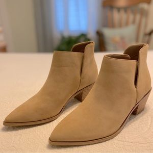 Juliet Holy Womens Low Heel Booties Pointed Toe Short Ankle Boots